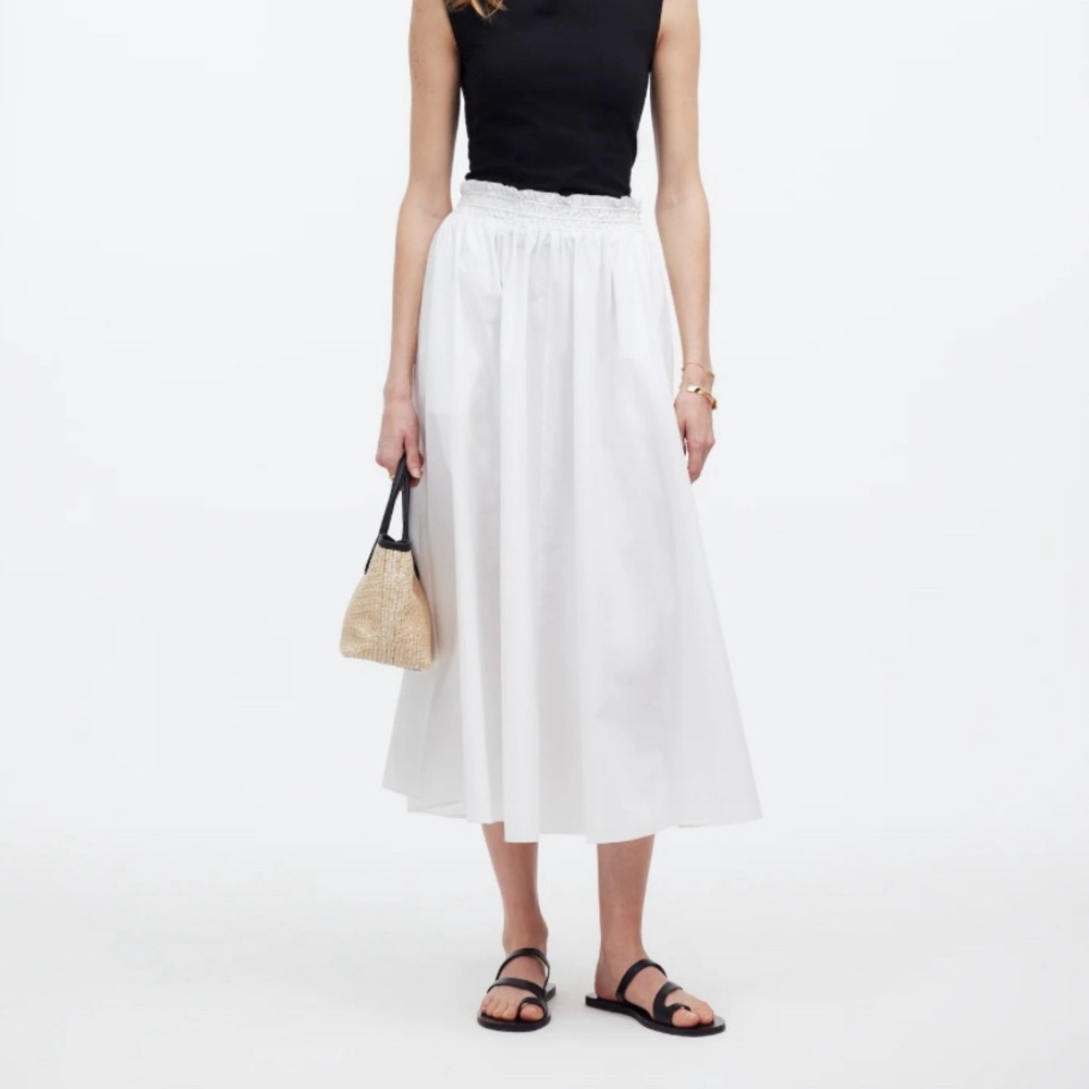 Madewell Poplin Pull-On Paperbag Midi Skirt - L - NWT
